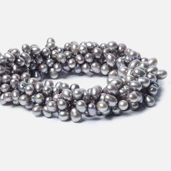 7x5-8x6mm Steel Silver Top Drilled Oval Freshwater Pearls 16 inch 84 pcs (ONLINE ORDER ONLY)