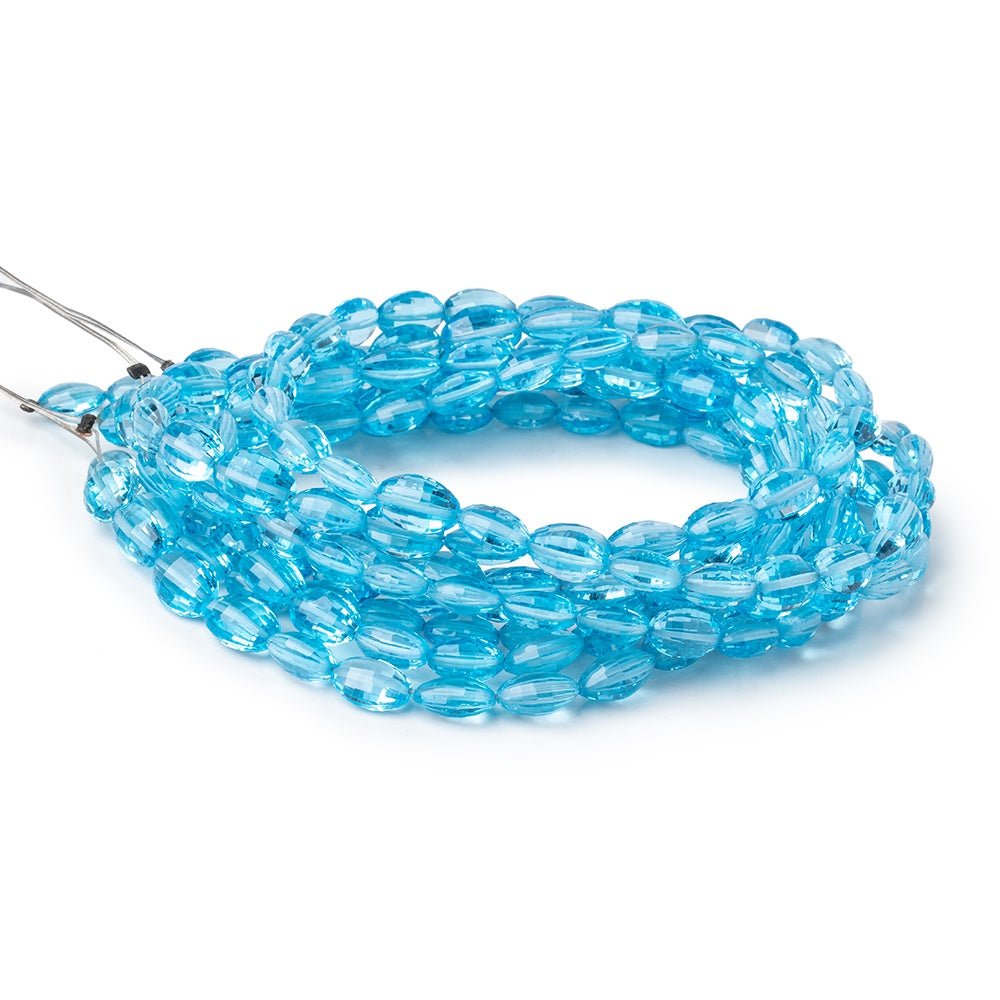 7x5-8x6mm Swiss Blue Topaz Faceted Oval Beads 15 inch 45 pieces AAA (ONLINE ORDER ONLY)