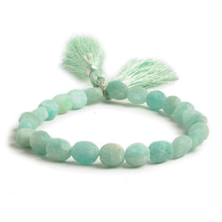 7x5-8x7mm Frosted Amazonite straight drilled plain nugget beads 7.5 inch 17 pieces (ONLINE ORDER ONLY)