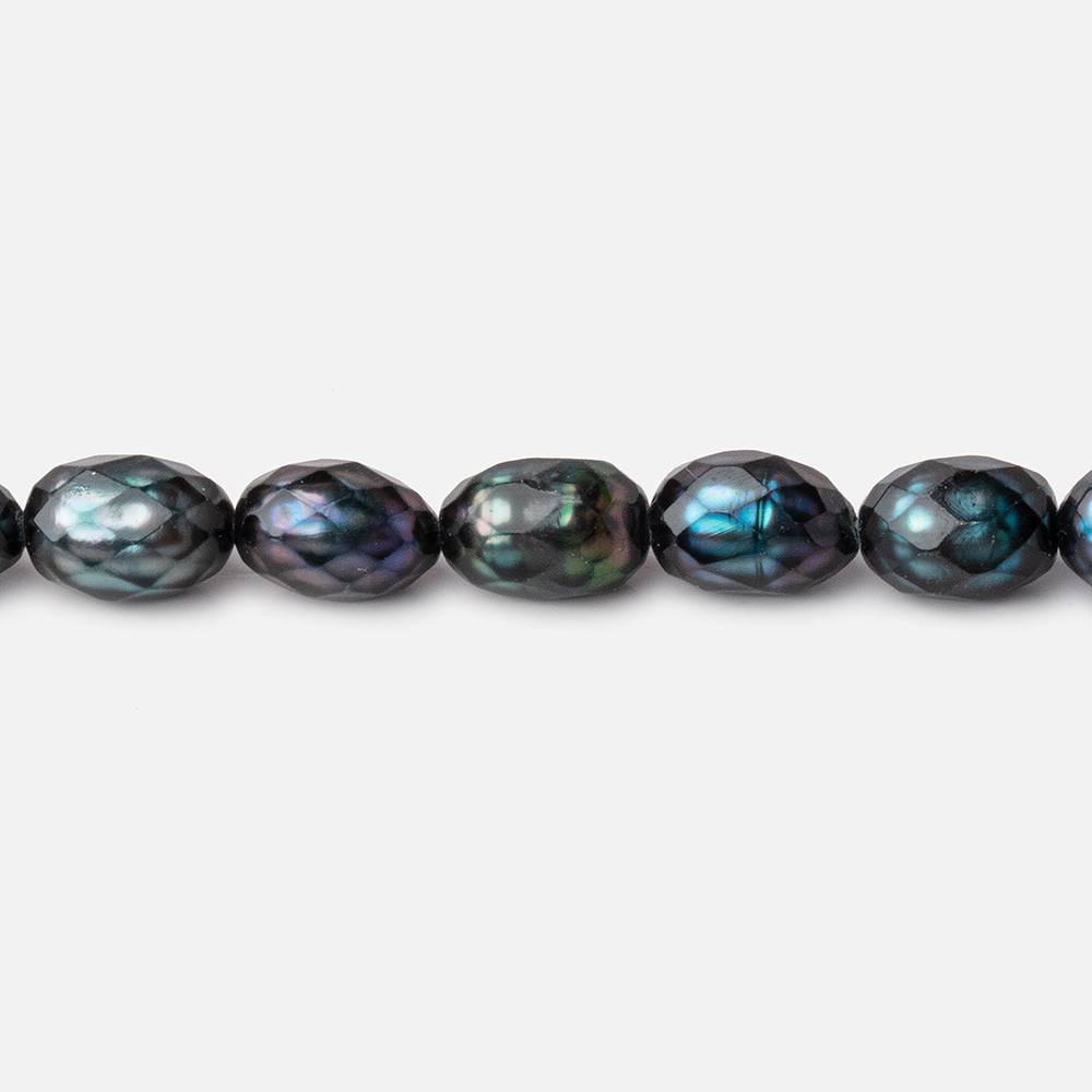 7x5-9x5.5mm Dark Teal Faceted Oval Freshwater Pearls 16 inch 45 pieces (ONLINE ORDER ONLY)