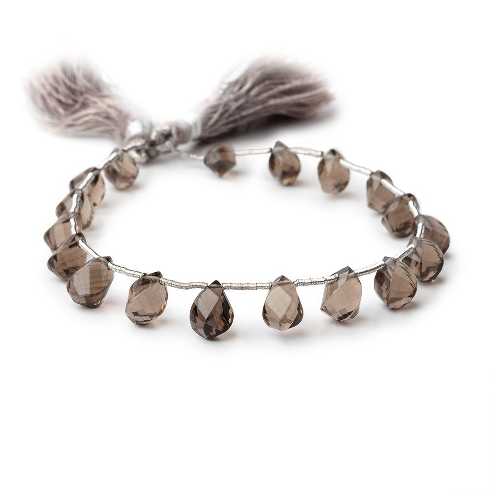 7x5-9x5mm Smoky Quartz Top Drilled Faceted Twist Beads 8 inch 17 pieces (ONLINE ORDER ONLY)