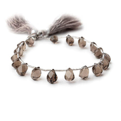 7x5-9x5mm Smoky Quartz Top Drilled Faceted Twist Beads 8 inch 17 pieces (ONLINE ORDER ONLY)