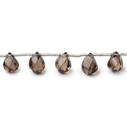 7x5-9x5mm Smoky Quartz Top Drilled Faceted Twist Beads 8 inch 17 pieces (ONLINE ORDER ONLY)