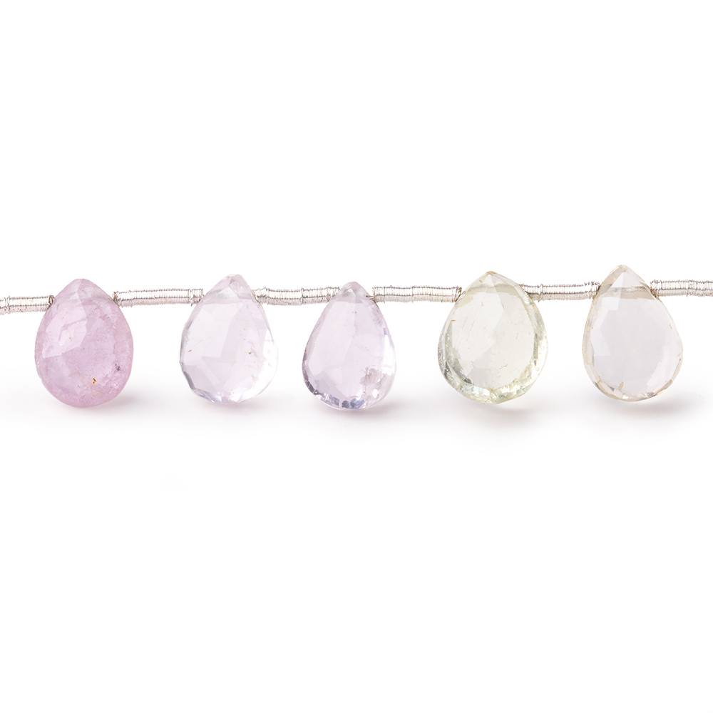 7x5-9x6mm Kunzite and Hiddenite Faceted Pear Beads 9.5 inch 27 pieces (ONLINE ORDER ONLY)