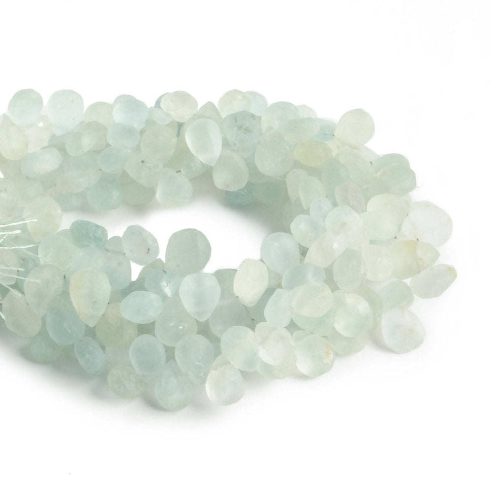 7x5-9x6mm Matte Aquamarine plain pear beads 7.5 inch 52 pieces (ONLINE ORDER ONLY)