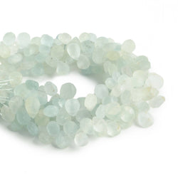 7x5-9x6mm Matte Aquamarine plain pear beads 7.5 inch 52 pieces (ONLINE ORDER ONLY)