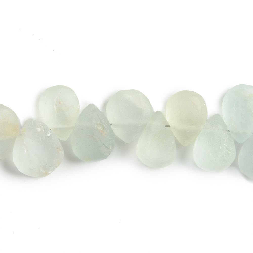 7x5-9x6mm Matte Aquamarine plain pear beads 7.5 inch 52 pieces (ONLINE ORDER ONLY)