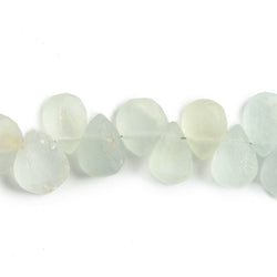 7x5-9x6mm Matte Aquamarine plain pear beads 7.5 inch 52 pieces (ONLINE ORDER ONLY)