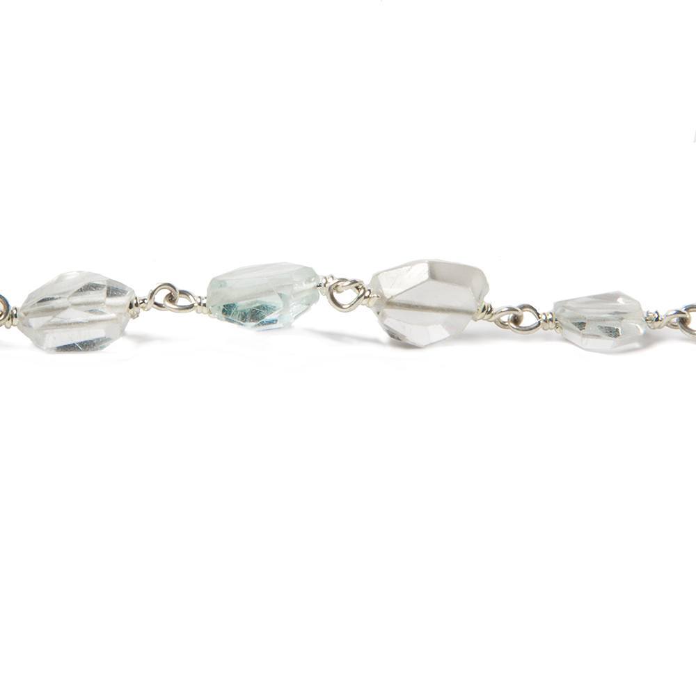 7x5-9x7mm Aquamarine & White Beryl faceted nugget Sterling Silver Chain (ONLINE ORDER ONLY)