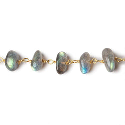 7x5-9x7mm Labradorite plain nugget Vermeil Chain by the foot 30 beads (ONLINE ORDER ONLY)