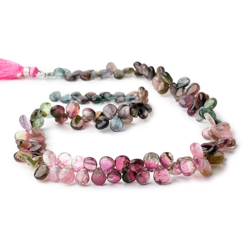7x5-9x7mm Multi Color Tourmaline plain pear beads 18 inch 136 pieces AA (ONLINE ORDER ONLY)