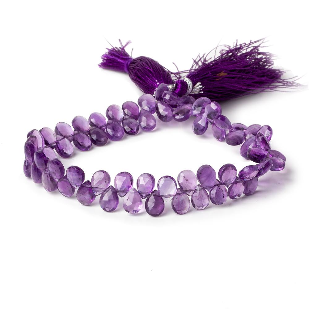 7x5 Amethyst faceted pear beads 8 inch 64 pieces (ONLINE ORDER ONLY)