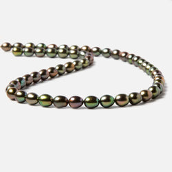 8x6mm Avocado Green Oval Freshwater Pearls 16 inch 54 pieces (ONLINE ORDER ONLY)