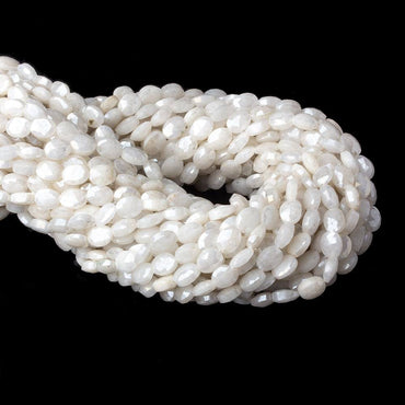7x5.5mm Mystic Pearly White Quartz faceted ovals 16 inch 48 pieces (ONLINE ORDER ONLY)