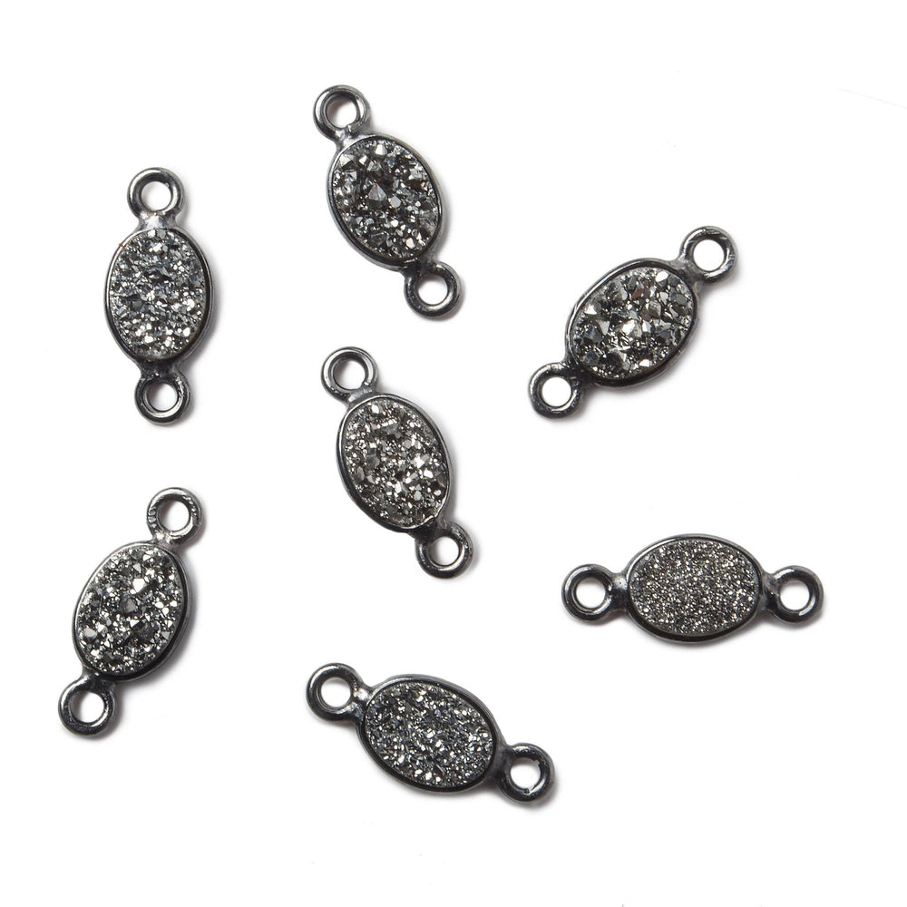 7x5mm Black Gold Bezel Metallic Platinum Drusy Oval Connector 1 piece (ONLINE ORDER ONLY)