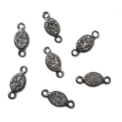 7x5mm Black Gold Bezel Metallic Platinum Drusy Oval Connector 1 piece (ONLINE ORDER ONLY)