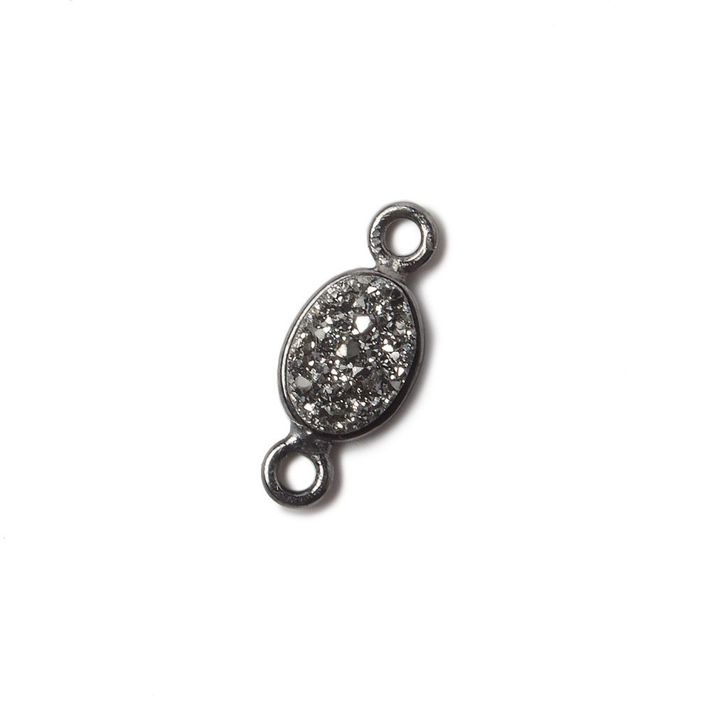 7x5mm Black Gold Bezel Metallic Platinum Drusy Oval Connector 1 piece (ONLINE ORDER ONLY)