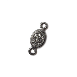 7x5mm Black Gold Bezel Metallic Platinum Drusy Oval Connector 1 piece (ONLINE ORDER ONLY)