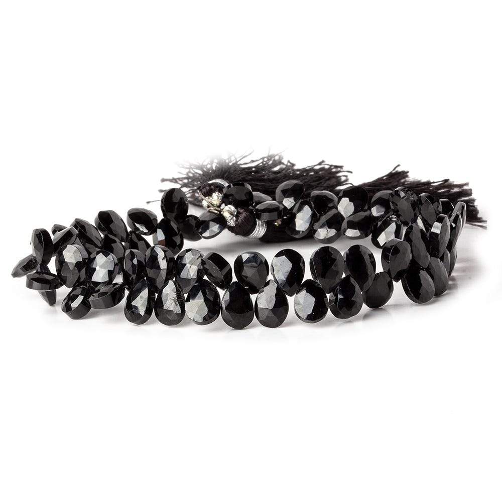 7x5mm Black Spinel faceted pears 8 inch 60 beads (ONLINE ORDER ONLY)