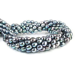 7x5mm Iridescent Aqua Straight Drilled Oval Freshwater Pearl 15 inch (ONLINE ORDER ONLY)