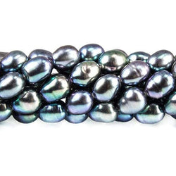 7x5mm Iridescent Aqua Straight Drilled Oval Freshwater Pearl 15 inch (ONLINE ORDER ONLY)