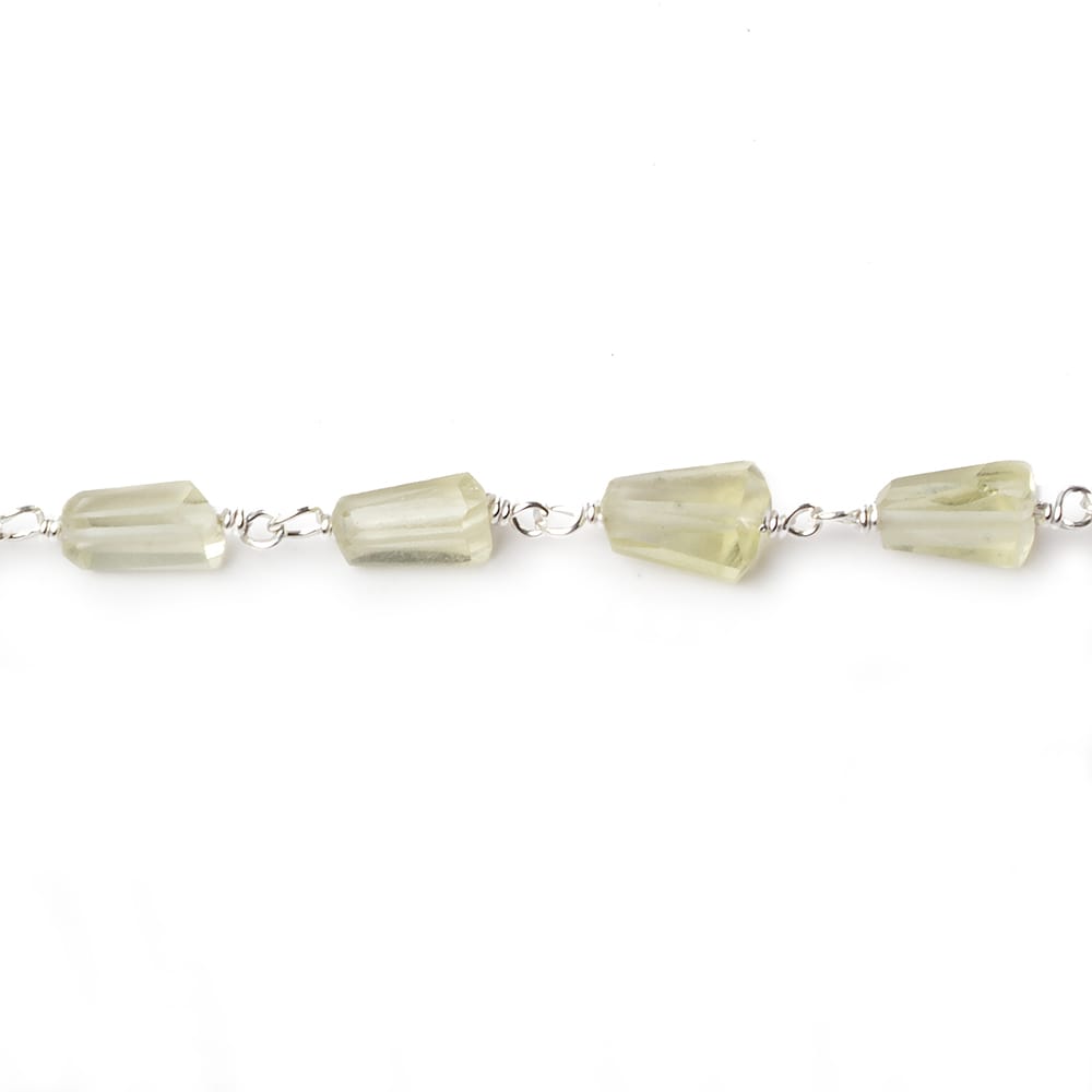 7x5mm Lemon Quartz faceted nugget .925 Silver Chain by the foot 22 pieces (ONLINE ORDER ONLY)