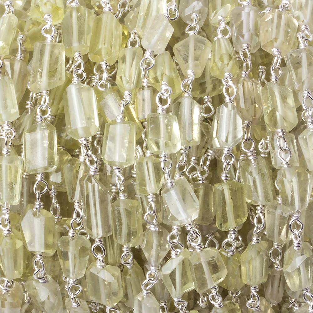 7x5mm Lemon Quartz faceted nugget .925 Silver Chain by the foot 22 pieces (ONLINE ORDER ONLY)
