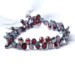7x5mm Metallic Garnet plain pear cabochon beads 8 inch 73 pieces (ONLINE ORDER ONLY)