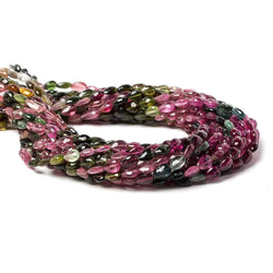 7x5mm Multi Color Tourmaline Straight Drill Pears 61 beads 16 inch AA (ONLINE ORDER ONLY)