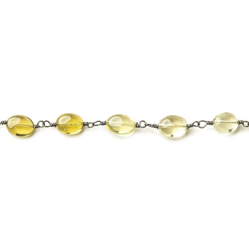 7x5mm Multi Quartz plain oval Black Gold plated Chain by the foot 25 beads (ONLINE ORDER ONLY)
