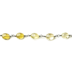 7x5mm Multi Quartz plain oval Black Gold plated Chain by the foot 25 beads (ONLINE ORDER ONLY)