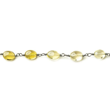 7x5mm Multi Quartz plain oval Black Gold plated Chain by the foot 25 beads (ONLINE ORDER ONLY)