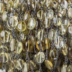 7x5mm Multi Quartz plain oval Black Gold plated Chain by the foot 25 beads (ONLINE ORDER ONLY)