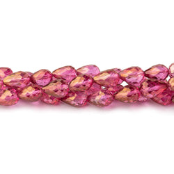 7x5mm Mystic Pink Topaz straight drilled faceted tear drops 9 inch 30 beads AA (ONLINE ORDER ONLY)