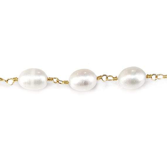 7x5mm Off White Baroque Freshwater Pearl Gold plated Chain by the foot (ONLINE ORDER ONLY)