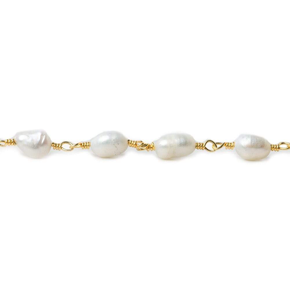 7x5mm Off White Baroque Freshwater Pearl Gold plated Chain by the foot (ONLINE ORDER ONLY)