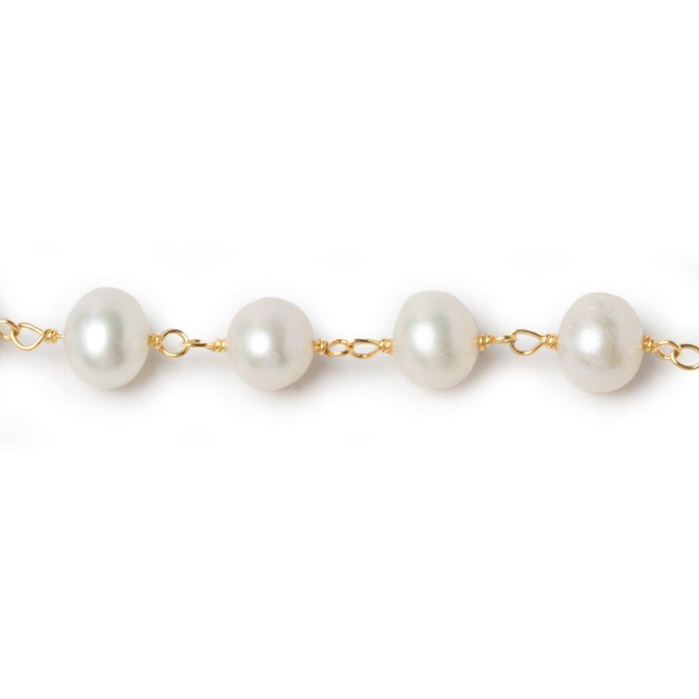 7x5mm Off White Freshwater Pearl Gold plated Chain by the foot 30 beads (ONLINE ORDER ONLY)