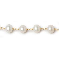 7x5mm Off White Freshwater Pearl Gold plated Chain by the foot 30 beads (ONLINE ORDER ONLY)