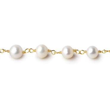 7x5mm Off White Side Drilled Oval Pearl Vermeil Chain by the foot 28 pieces (ONLINE ORDER ONLY)