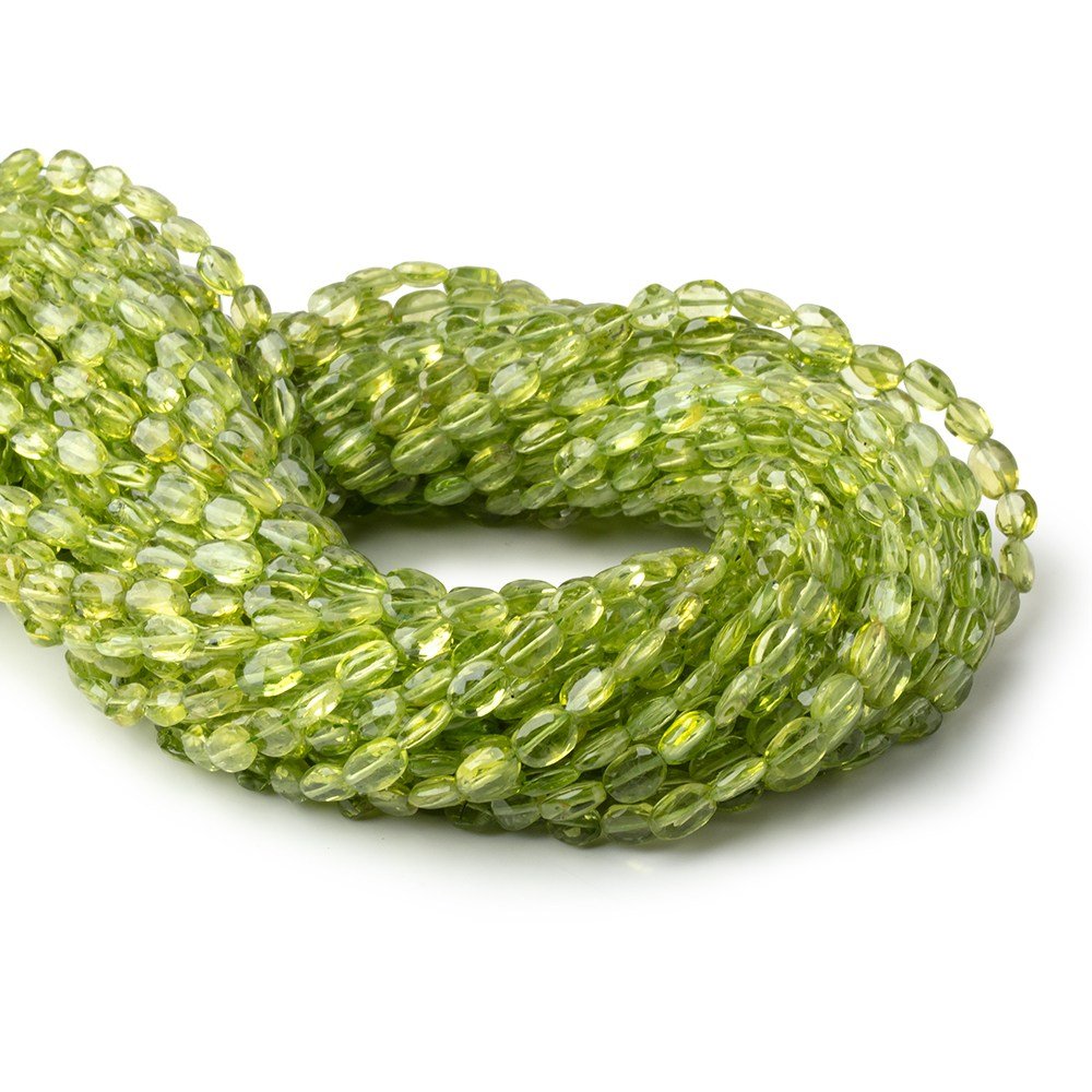 7x5mm Peridot Straight Drilled Faceted Oval Beads 13 inch 50 pieces AA (ONLINE ORDER ONLY)
