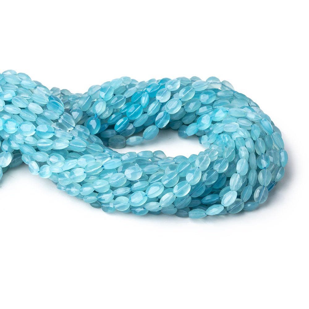 7x5mm Santorini Blue Chalcedony faceted oval beads 13.5 inch 46 pieces (ONLINE ORDER ONLY)
