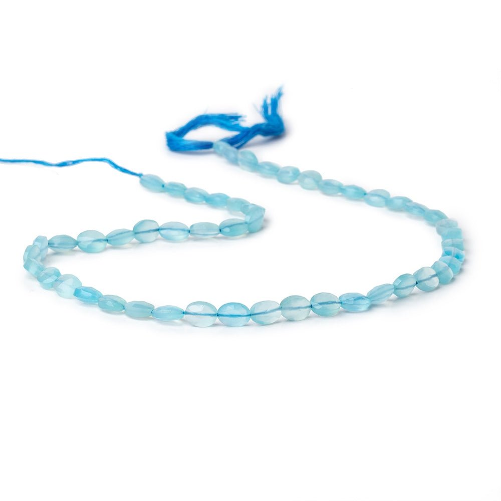 7x5mm Santorini Blue Chalcedony faceted oval beads 13.5 inch 46 pieces (ONLINE ORDER ONLY)