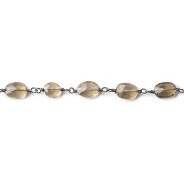 7x5mm Smoky Quartz faceted oval Black Gold Chain by the foot 23 beads (ONLINE ORDER ONLY)