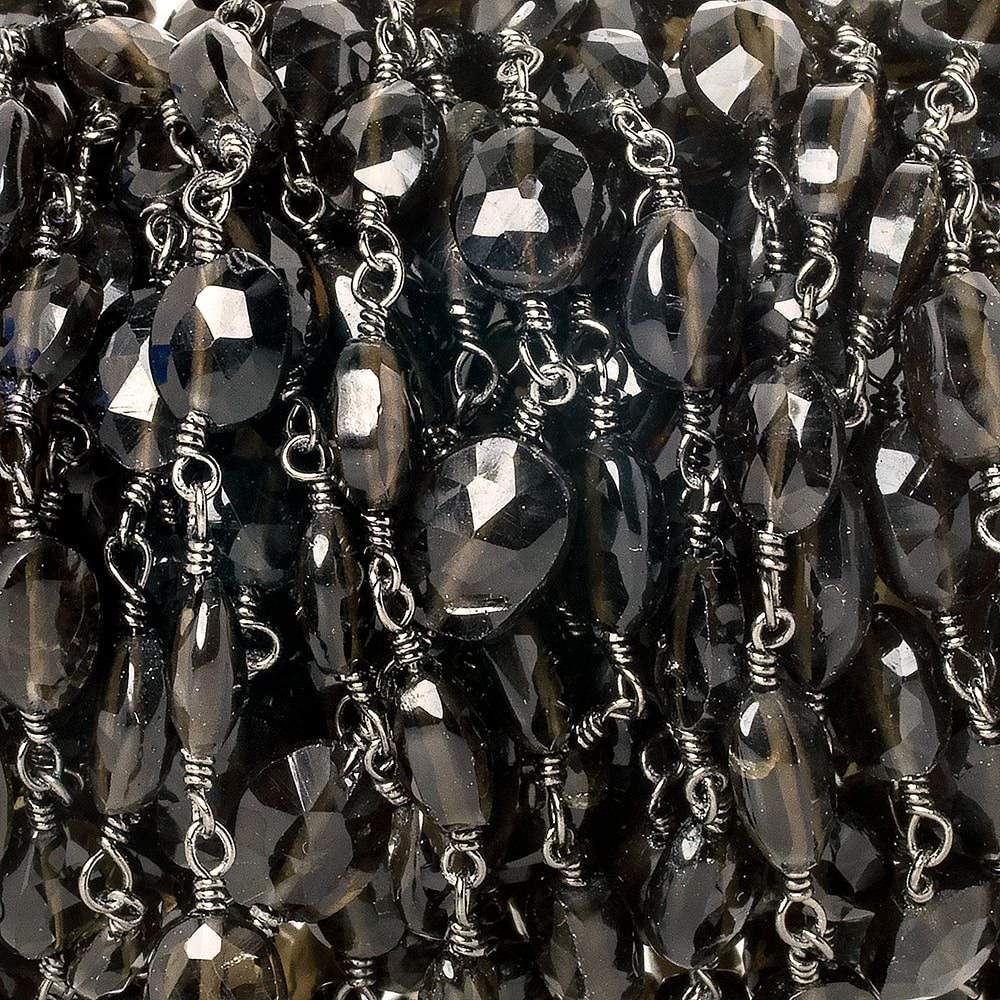 7x5mm Smoky Quartz faceted oval Black Gold Chain by the foot 23 pieces (ONLINE ORDER ONLY)
