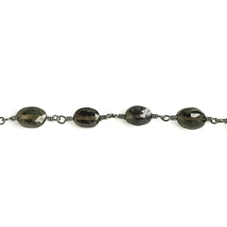 7x5mm Smoky Quartz faceted oval Black Gold Chain by the foot 23 pieces (ONLINE ORDER ONLY)