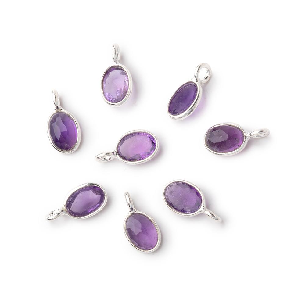 7x5mm Sterling Silver Bezel Amethyst Rose Cut Oval Pendant 1 piece (ONLINE ORDER ONLY)