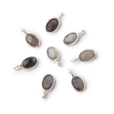 7x5mm Sterling Silver Bezel Black Sunstone Rose Cut Oval Pendant 1 piece (ONLINE ORDER ONLY)
