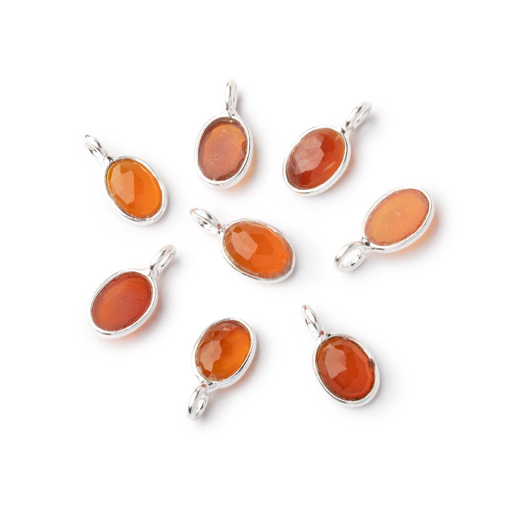 7x5mm Sterling Silver Bezel Carnelian Rose Cut Oval Pendant 1 piece (ONLINE ORDER ONLY)