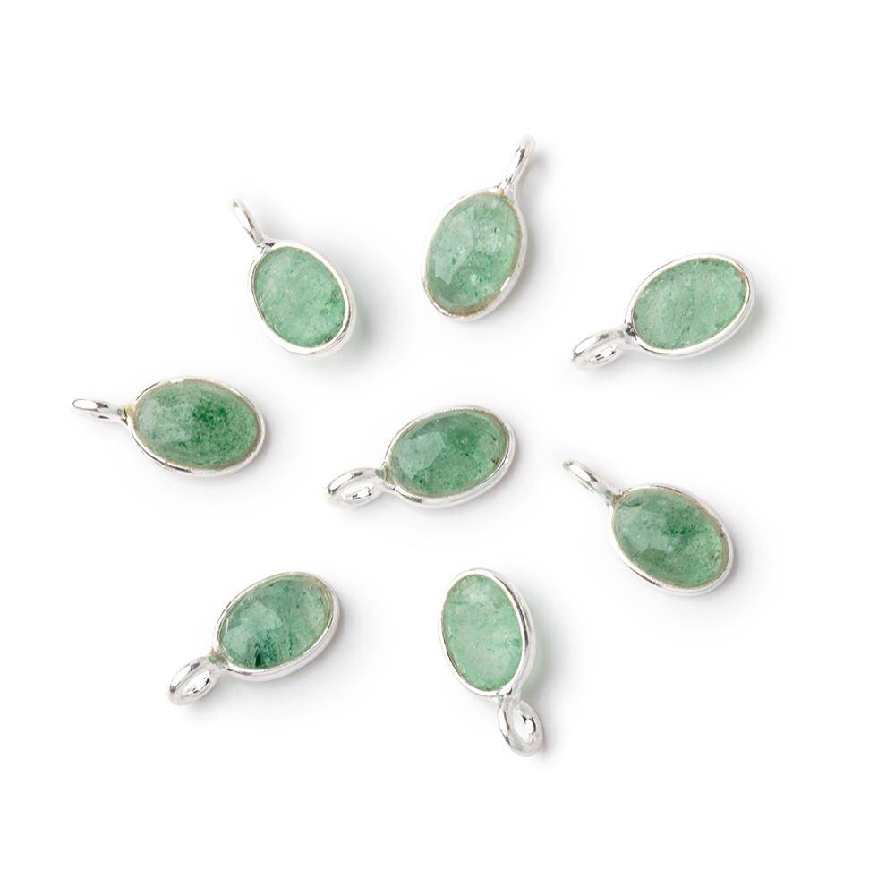 7x5mm Sterling Silver Bezel Green Aventurine Rose Cut Oval Pendant 1 piece (ONLINE ORDER ONLY)