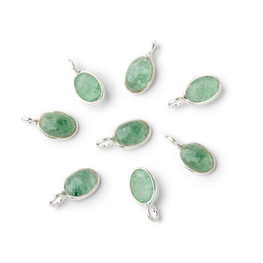 7x5mm Sterling Silver Bezel Green Aventurine Rose Cut Oval Pendant 1 piece (ONLINE ORDER ONLY)